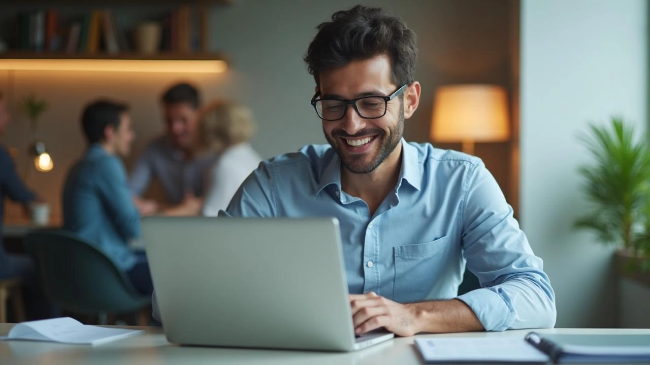 Persona haciendo uso de páginas web para su negocio